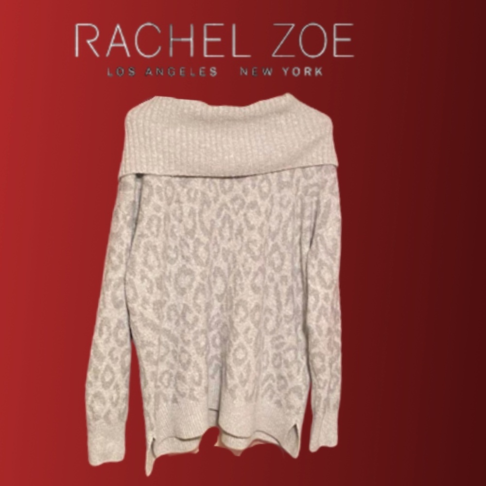 Rachel Zoe Animal Print Leopard Cozy Turtleneck Sweater Medium